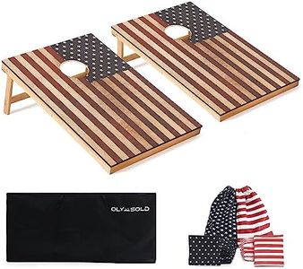 Cornhole Set, Regulation Cornhole Boards 3x2, Corn Holes Outdoor Game, Portable Cornhole Set, Classic American Flag Cornhole Set Includes 2 Boards, 8 Cornhole Beans Bags & Carry Case
