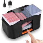 1/2 Decks Rechargeable & Low Noise Card Shuffler, Automatic 2000mAh Battery Shuffler Machine for UNO, Casino Poker, Texas Hold'em, Playing Card Games