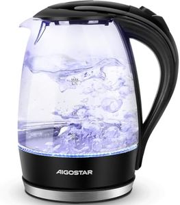 Aigostar Adam 30KHH - Glass Water Kettle with LED Lighting, 2200 Watts, 1.7 Liter, Boil-dry Protection, BPA Free, Black
