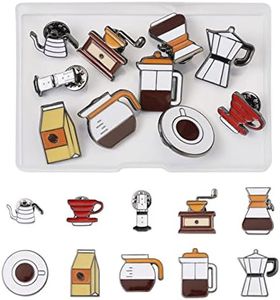 Boutigem 10pcs Barista Coffeemaker Enamel Pins Backpack Brooch Bulk Set Mocha Pot Coffee Bean Creative Zinc Alloy Lapel Pin Aesthetic Badges for Clothing Decorative Findings