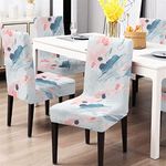 BRIDA® Stretchable Floral Geometric Printed Dining Chair Covers Set of 4 Seater Elastic Chair Seat Case Protector, Slipcovers (4 Chair Cover, Brush Strokes)