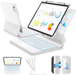 SIBEITU Keyboard Case for iPad 11th Gen (A16 2025) & 10th Gen 10.9" (2022), Floating Magnetic Stand with Removable Protective Case, Precision Trackpad, Backlit Keyboard, Smart Contact Connector, White