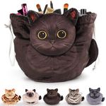 Cat Drawstring Makeup Bag,Flat Lay Make Up Bag,Portable Travel Cosmetic Bag Storage Organiser,Bag for Purse,Cat Gifts for Women/Girls/Cat Lovers