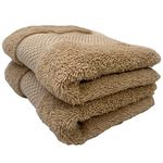 Sue Rossi Guest Towels 30 x 50cm Set Of 2, Organic Turkish Combed Cotton, 600gsm Thick, Soft & Absorbent Bathroom Or Kitchen Small Hand Towel, Face Cloth (Camel, 2)