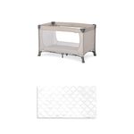 Bundle of Hauck Dream N Play Travel Cot, Beige + Hauck Bed Me, Mattress Sheet & Protector (White)