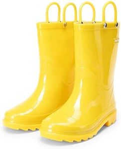 DREAM PAIRS Kids Rain Boots Glitter Boys Girls with Easy-on Handles Sparkly Waterproof Boots Outdoor Playing Rain Boots Unisex-Child,Size 10 Toddler,Yellow,KKEMRB2501