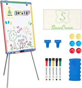 Swansea Easel White Board Magnetic Tripod Whiteboard Portable Dry Erase Board Flipchart Easel Board Height Adjustable,Stand White Board,24x18 inches