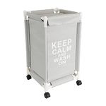 HOKIPO Oxford Fabric Laundry Basket With Wheels | Laundry Hamper with Lid Cover | Rolling Laundry Clothes Basket Trolley, 68x35x35 cm, Grey (AR3703)