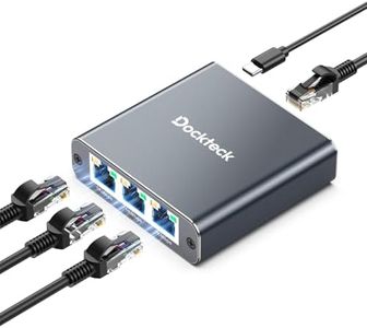 Ethernet Splitter 1 to 3 1000Mbps, Dockteck Internet Cable Splitter 1 in 3 Out High Speed Switch Network Gigabit for LAN RJ45 Port Router Switch Work with Cat5/5e/6/7/8 Cable(Silver Grey)