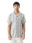 The Souled Store Monochrome Stripes Men and Boys Short Sleeve Collared Neck Regular Fit Button Down Black and White Printed Shirts