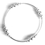 Sterling Silver 925 Beaded Stretch Noodle Design Bracelet