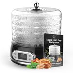 Nebula 450W Round 5 Tray Food Dehydrator | Adjustable Height, 35-70°C Temperature Control, 1-48 Hour Timer, Mesh Trays | Compact & Efficient Drying for Fruits, Vegetables, Meat, Herbs & Snacks