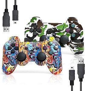 AUFGLO Gaming Controller for PS3, Wireless Move/Motion Controller Gamepad with Upgraded Joystick Compatible with Play Station - 3 (Graffiti + Camouflage)
