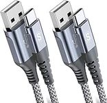 sweguard USB C Cable Fast Charge 3.1A [2 Pack, 6.6ft],iPhone 15 Pro Max Type C Charging Cable Nylon Braided Compatible with Samsung S24 S23 S22 S21 S10，A72 A53 A52,Note 20 10,Pixel,LG,Moto etc-Grey