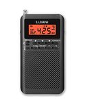 NOAA Weather AM FM Radio Portable Battery Operated by 2 AA Batteries with Stereo Earphone, LCD Display Digital Alarm Clock Sleep Timer,Best Reception,Built in Speaker Best Sound Quality(Black)