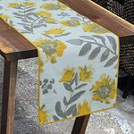 Bilberry Furnishing By Preeti Grover 100% Cotton Dining Table Runner: Printed Anti-Skid, Suitable For 4 Seater & 6 Seater (13" X 72"), X-Small, Floral-Yellow