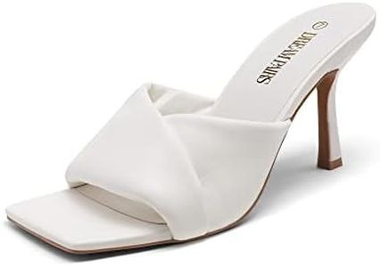 DREAM PAIRS Women’s High Stilettos Heels Mules Open Square Toe Slip On Comfort Sexy Dress Pumps Sandals Evening Party Prom Dance Shoes White Size 11 SDHS2211W