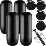 Colinktool Boat Fender 10 x 28 Inches, Boat Fender Bumper Pack of 4 and Pump to Inflate-Black