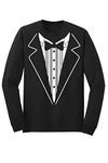 Promotion & Beyond Tuxedo White Funny Men's T-Shirt, Black (Long Sleeve), Large