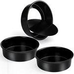 Cyimi 8 Inch Round Cake Pan Set of 3, Nonstick Coating Baking Round Cake Pans with Remvable Bottom for Birthday Layered Cakes,Party, Circle Cake Tins with Wider Grips for Oven Air Fryer, Black