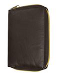 RFID Premium Leather Men's Passport Bifold Zip Around Wallet ID & Credit Card Holder - Brown -