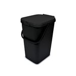 Addis 519282 Kitchen Recycling & General Storage bin 18 litres Stackable Food Waste Organiser Caddy with Clip lock lid & carrying Handle,Eco Black