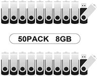 8 GB USB Stick 50 Pack, KOOTION Bulk USB Flash Drive Swivel 8 GB Memory Stick Pen Drive Thumb Drive Jump Drive Computer Data Storage (50 Pack Black)