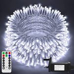 Festive Fix Christmas Tree Lights – 200 LED, 20m Waterproof String Decorations with Remote & 8 Modes – Energy-Saving Indoor/Outdoor Xmas Lights for Home, Garden & Weddings [Cool White/Warm White]