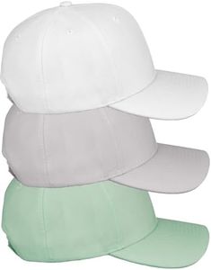 Daxton Premium Mid Profile Hat Semi Curved Visor Structured Cap 3 Pack - Sage,Light Grey,White
