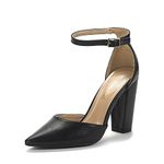 DREAM PAIRS Women's Coco Pointed Toe High Heels Pump Shoes, Black/Pu, 6