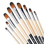 Artist Filbert Paint Brushes Set,9 Pcs Professional Painting Kits with Long Handle Soft Nylon Hair Filbert Brushes for Acrylic Oil Watercolor Gouache (Filbert)