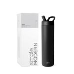 Simple Modern Water Bottle with Straw lid | Insulated Stainless Steel Thermos | Reusable Travel Water Bottles for Gym & Sports | Leak Proof & BPA Free | Mesa Collection | 24oz, Midnight Black