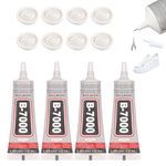 Bisienya 4 Pcs 10ML B7000 Glue,Jewellery Glue,Phone Screen Glue with 8 Pcs Rubber Finger Cots, Multifunctional Repair Glue Suitable for Mobile Phone Jewelry Glass Wood Metal Fabric