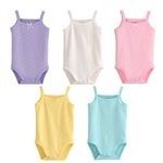 Baby Girls Spaghetti Strap Bodysuit Sleeveless Baby Tank Top Cotton Baby One-Pieces Pack of Summer Baby Clothes Outfit, 5 of Pack, 18-24 Months