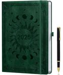 2025 Diary A4 Week To View Full Year Planner - Weekly & Monthly Planner with Pen, Jan-Dec, Pen Holder, Month Tabs, Built-in Pocket - 8" × 11"- Dark Green