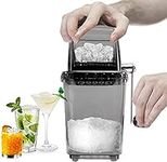 RRMMAN Ice Crusher Manual Rotary Ice Crushers Cocktails Slush Machine Ice Cube Crushed Smoothies Ice Crusher Machine Home 1.25L Chrome Plated Ice Grinder Ice Cube Drinks Chopper Stirrer (Gray)