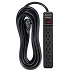 DEWENWILS 6-Outlet Surge Protector Power Bar, Power Strip with 15FT Long Extension Cord Indoor, Flat Plug Power Bar, 15 Amp Circuit Breaker, 560 Joules, Protected Indicator Light, Black, UL Listed