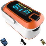 MIBEST Orange Dual Color OLED Finger Pulse Oximeter - Blood Oxygen Saturation Monitor with Color OLED Screen Display and Included Batteries - O2 Saturation Monitor