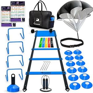 STUHOO Agility Training Equipment Set | Soccer Training Equipment for Kids | Agility Ladder Speed Training Equipment with Bag | Football Training Equipment with Hurdles, Cones for Footwork, Parachute