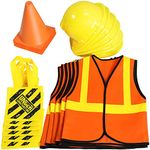 Geyoga 24 Pieces Construction Party Supplies Favor for Kids Construction Vest Cones Hat Dress Party Bag for Construction Theme Construction Birthday Party Halloween Decorations