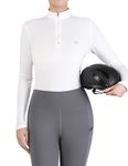 Harrison Howard Women's Equestrian Sweat Absorption Quick Drying Horse Riding Long Sleeve Shirt 1/4 Zip Base Layer, White, Small
