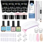 SEVEN STROKES HEMA FREE Poly Nail Gel Extension Kit for Builder Gel, UV Nail Art Kit, Nail Extension Set, Glue-Free Manicure and Pedicure Set (20 Items in Set)