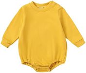 OPAWO Baby Sweatshirt Romper Onesie Newborn Girl Boy Bubble Romper Infant Crewneck Oversized Sweater Bodysuit Clothes Outfits, Yellow 1, 12-18 Months