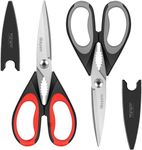 Kitchen Shears, 2-Pack Kitchen Scissors Heavy Duty Meat Scissors, Dishwasher Safe Cooking Scissors, Multipurpose Stainless Steel Sharp Utility Food Scissors for Chicken (Red,Black,Grey)