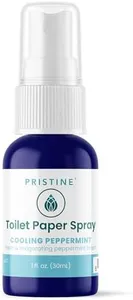 PRISTINE Toilet Paper Spray - As Seen on Shark Tank, More Natural Flushable Wet Wipes Alternative, Spray Toilet Paper to Create Flushable Wipe, Cooling Peppermint, 1 fl oz Travel Size