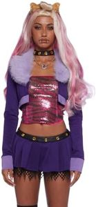 Dolls Kill Werewolf High School Student Premium Costume by Trickz Nā Treatz ā Jacket, Skirt, Tube Top & Accessories, Purple, X-Small