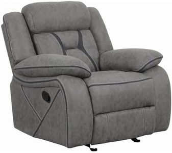 Houston Pillow-Padded Glider Recliner with Contrast Stitching Grey 602263