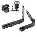 LimoStudio Dual L Shape Camera Flash Bracket, Metal Aluminum Alloy, 1/4" Universal Thread, Speedlite & DSLR Camera Holder/Mount, Photo Studio, AGG1983