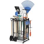 Heavy Duty Garden Tool Storage Rack, 50 Tool Capacity, Alloy Steel, Multi-Tier Shelving (Rack+Hooks)