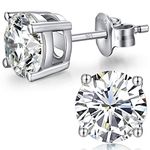 Diamond Earrings Women Men Silver Stud Earrings 925 Sterling Silver Tiny Diamond Cubic Zirconia CZ Earrings 7mm